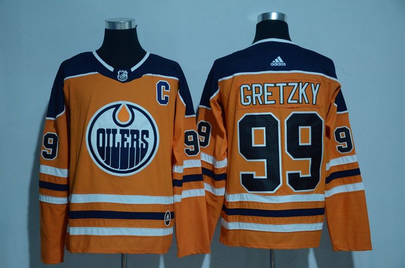 Men 2017 NHL Edmonton Oilers 99 Gretzky orange Adidas jersey